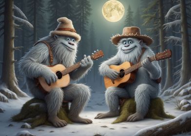 Two Yeti Playing Guitars 2