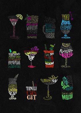 Abstract letter cocktails