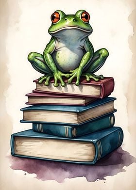 Frog reading a book