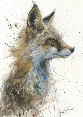 Fox Splatter Portrait