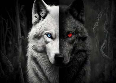 black wolf with blue eyes