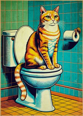 Cute Orange Cat Bathroom