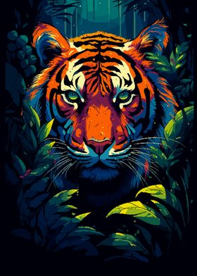 Tiger Tropical Pixel Art