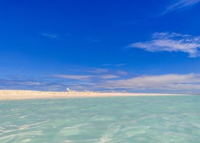 Swimming in azure water