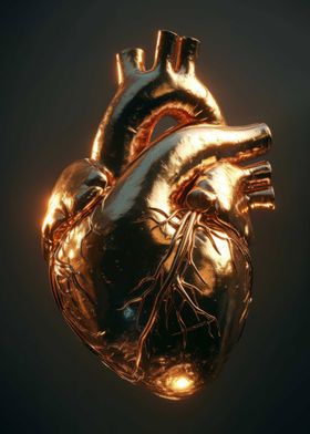 Heart 3D Dark Gold