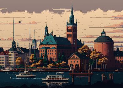 Stockholm city Pixel Art