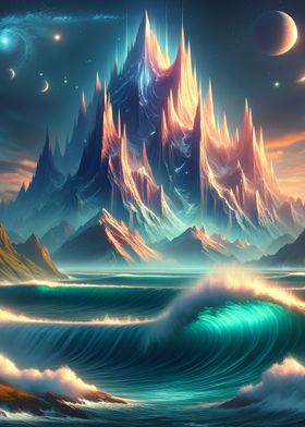 Fantasy Mountains in Space