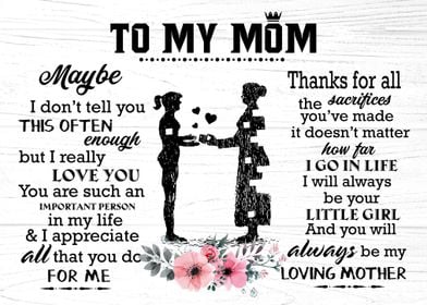 To My Mom Gift For Mom