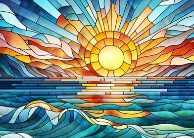 Ocean Sunset mosaic art