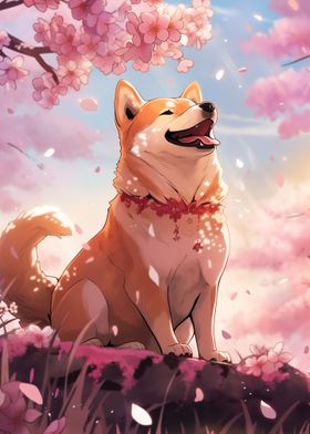 Dog Japan Shiba Blossom