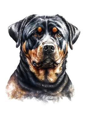 Rottweiler Watercolor Art