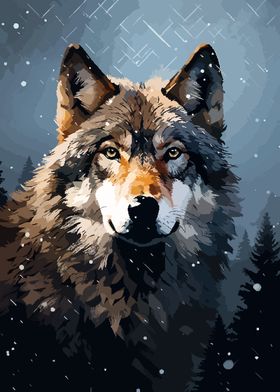 Cool Wolf Winter Pixel Art