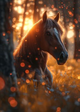 wild horse in sunset