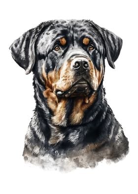 Rottweiler Watercolor Art