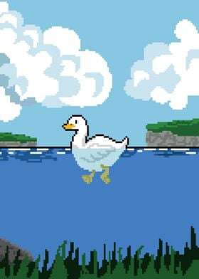 Swimming Duck Pixel