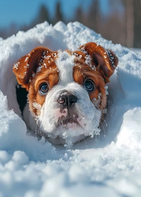 Bulldog Snow Puppy Animal