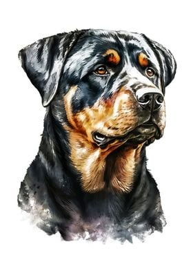 Rottweiler Watercolor Art