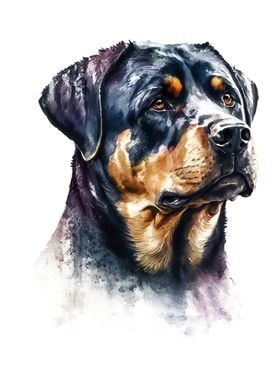 Rottweiler Watercolor Art