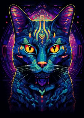 Mysterious Cat Pixel Art