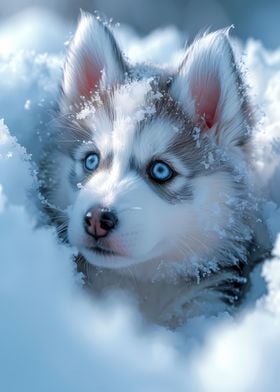 White Husky Snow Dog Puppy