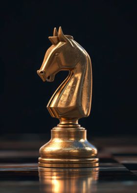 Knight Chess 3D Dark Gold