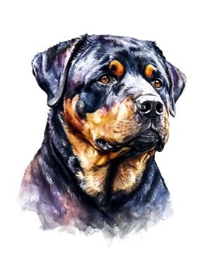 Rottweiler Watercolor Art