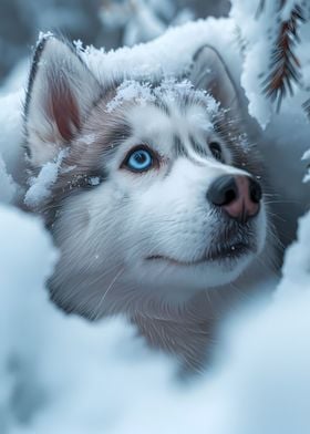 White Husky Snow Dog Puppy