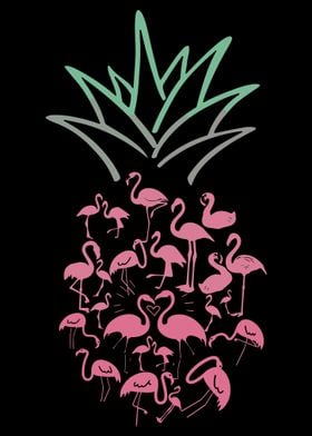 Pineapple Flamingo Poster