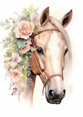 Floral Horse Watercolor