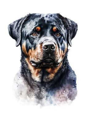 Rottweiler Watercolor Art