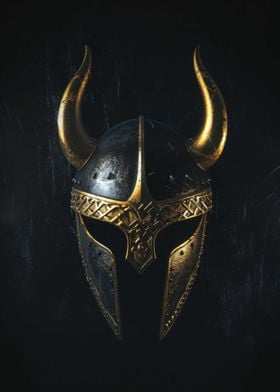 Viking Helmet 3D Dark Gold
