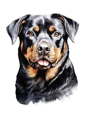 Rottweiler Watercolor Art