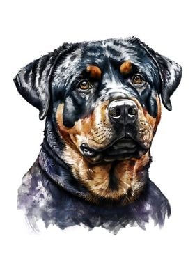 Rottweiler Watercolor Art