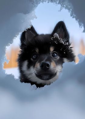 Black Husky Snow Dog Puppy