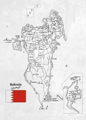 Handdrawn Bahrain Map