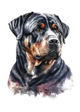 Rottweiler Watercolor Art