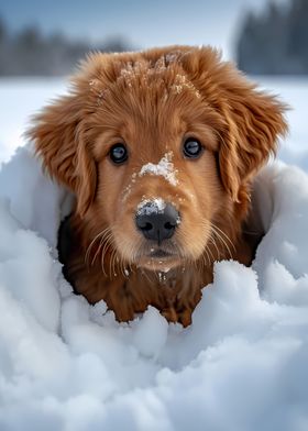 Golden Retriever Snow Pup