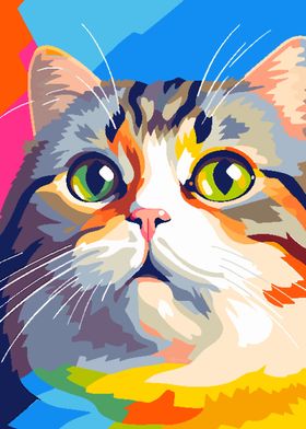 Cute Cat Face Pixel Art