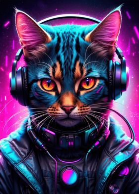 cat cats kitten neon gamer