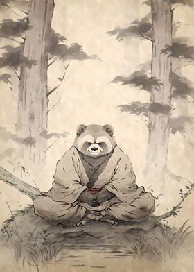 Meditating Tanuki Yokai