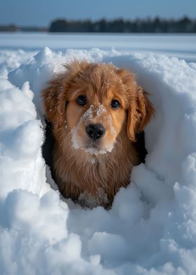 Golden Retriever Snow Pup