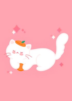 Tangerine cat in beret