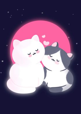 Love cats in front of moon