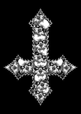 Skulls Inverted Cross