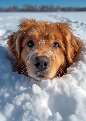 Golden Retriever Snow Dog