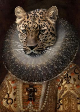 Queen Leopard Oil Portrait