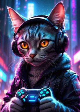 gaming cat space gamer