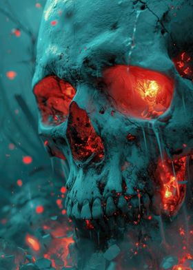 Neon Halloween Skull