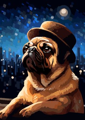 Cute Pug Hat Pixel Art