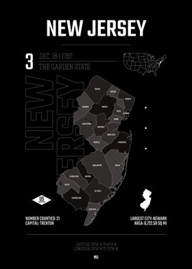 New jersey black state map